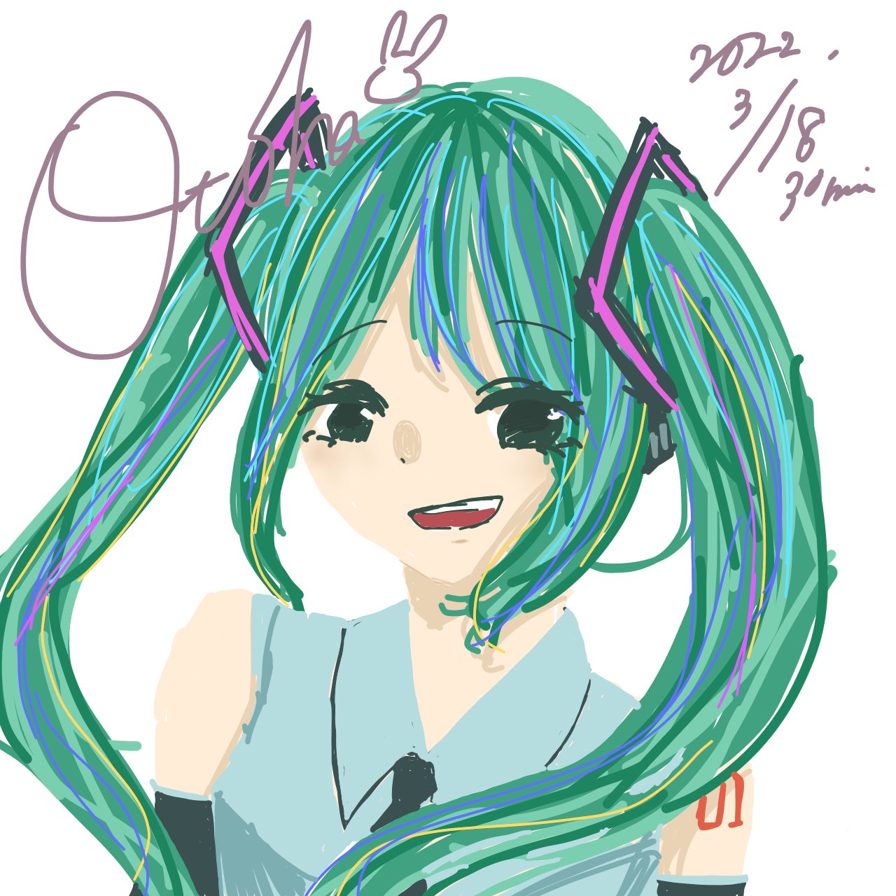 音葉 ゆにチル 輪郭線描かずにいつもと全然違う描き方したから許して 初音ミクイラスト 初音ミク T Co D72gxusr9r Twitter