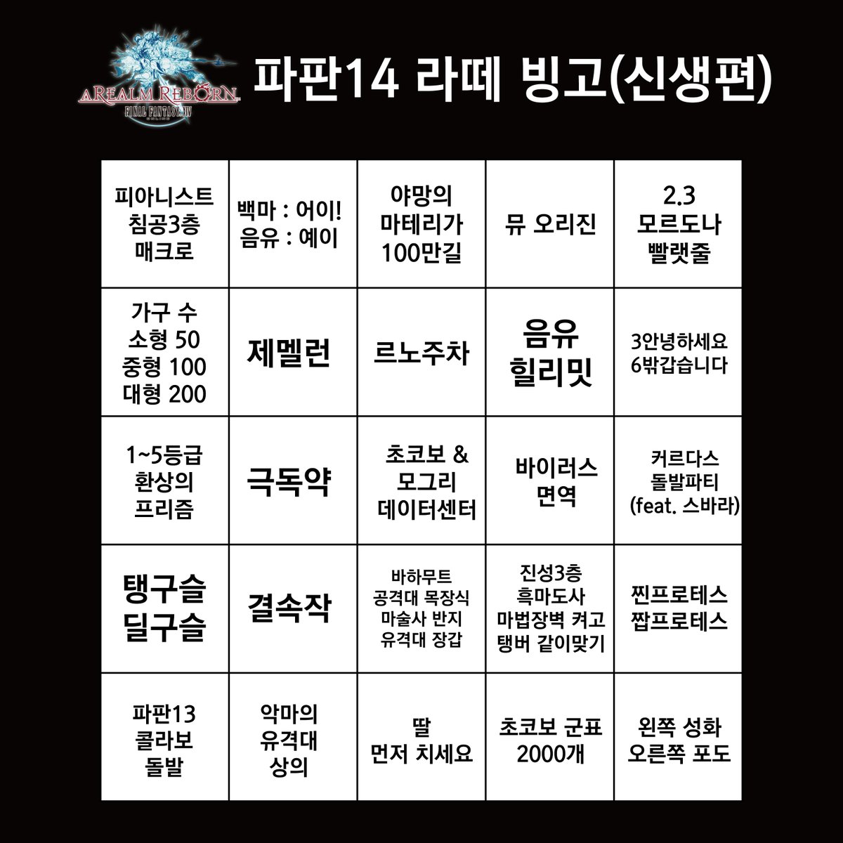 신생 화석들끼리 월루하다가 나온 라떼빙고인데
한번 해주실분
1. 신생편