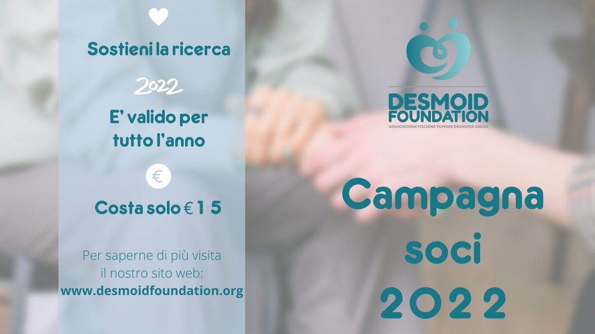 Desmoid Foundation ONLUS - Italia (@desmoidi) on Twitter photo ** ππππππππ ππππ ππππ **
Sono aperte le iscrizioni soci per la Desmoid Foundation ONLUS, a supporto dei pazienti affetti da tumore #desmoide e Sindrome di Gardnerβ€οΈ
Per saperne di piΓΉ, visitate il nostro sito web:
desmoidfoundation.org
#desmoid #RareDisease ** ππππππππ ππππ ππππ **
Sono aperte le iscrizioni soci per la Desmoid Foundation ONLUS, a supporto dei pazienti affetti da tumore #desmoide e Sindrome di Gardnerβ€οΈ
Per saperne di piΓΉ, visitate il nostro sito web:
desmoidfoundation.org
#desmoid #RareDisease