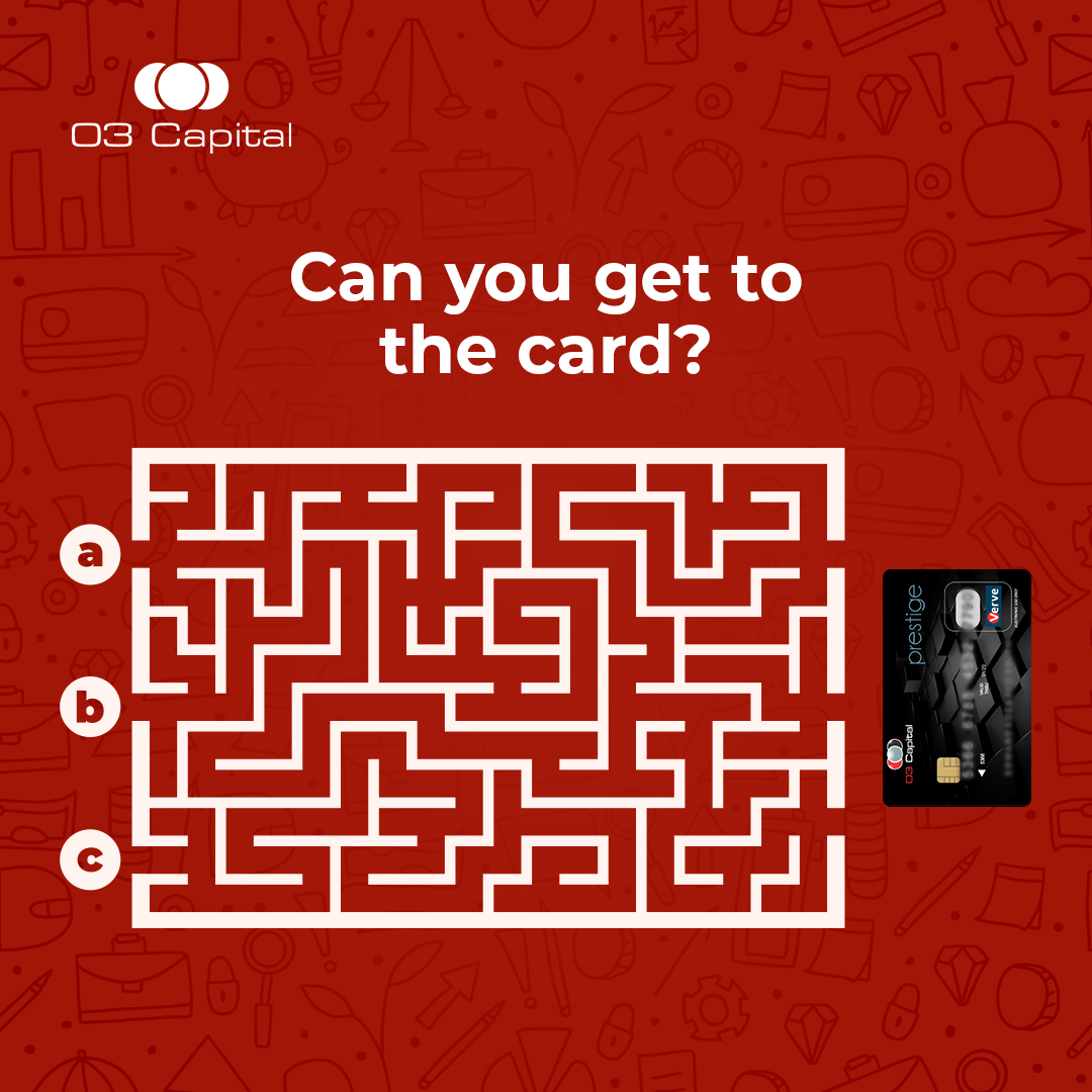 O3CardsNg's tweet photo. Which route will lead you to the credit card at the end of the maze?
Drop your answers👇
#O3cards #O3capital #TGIF #creditcards https://t.co/RuThb815By