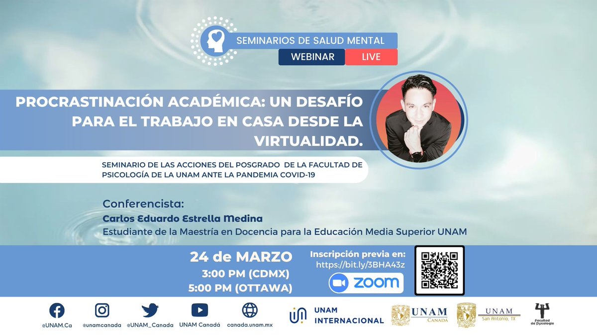 UNAM_Canada's tweet photo. ¿Cuál es el impacto de la procrastinación en la educación y cómo esto repercute en la virtualidad?. Descubre consejos y alternativas que ayudarán a mitigar esas conductas.
Regístrate➡️: https://t.co/FWIGrq6Dd0
#UNAMCanada #UNAMSanAntonio #FacultadDePsicologiaUNAM #SaludMental https://t.co/jCDvV0pSBt