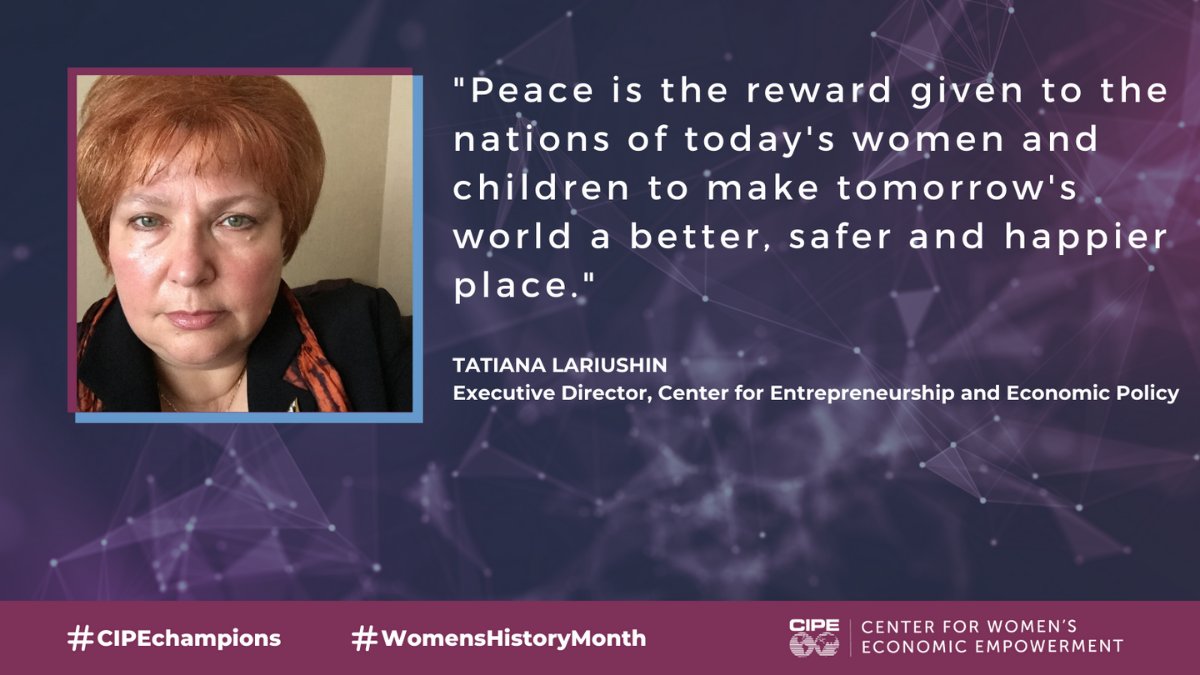 CAPE_Moldova's tweet photo. For #WomensHistoryMonth 🌷 we are highlighting #CIPEchampions for women’s economic empowerment. Tatiana Lariushin, Executive director of @CAPE_Moldova is convinced that a better and safer #world will be created only through #peace 🇦🇩🇺🇦 #StopWar @CIPEWomen @CIPE_EEA @CIPEglobal https://t.co/WlhCENw17c