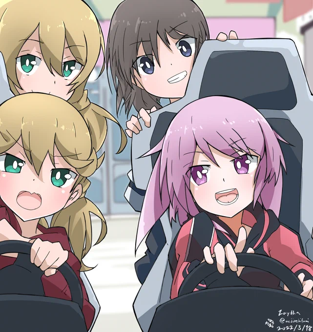 skebにて描かせていただきましたレーシング夜露ちゃんwith芦原高校メンバーズ( 'ω')
夜露ちゃんは意外と器用に運転するんじゃないかなーってのと朱音ちゃんは絶対コスるだろうなって…( ˘ω˘)
#アリスギア #アリスギアお絵かき 