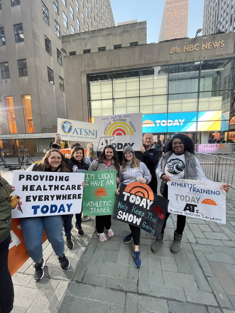 Celebrating NATM2022 at the Today show! <a href="/ATSNJ/">ATSNJ, Inc.</a> <a href="/natad2/">NATA District 2</a> <a href="/NATA1950/">NATA</a> <a href="/EATA49/">EATA '49</a> <a href="/NATA_SAAC/">NATA SAAC</a> <a href="/NATA_SSATC/">NATA SSATC</a> <a href="/njatc5/">David Csillan</a> <a href="/OT_SpartanATC/">Spartan ATC</a> <a href="/uhhmannduhh_13/">Amanda</a> <a href="/GreenWaveATC/">LB Athletic Training</a> <a href="/trainermix/">Anais Mixson, M.Ed, LAT</a>