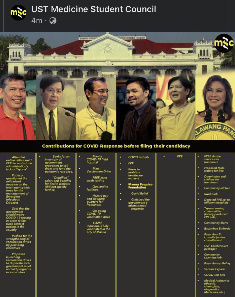 trmnjason's tweet photo. Hello guys this pub mat is very helpful especially it focuses sa contribution ng presidential candidates for covid response BEFORE filing their candidacy. Malaking bagay na makilala sila bago maging kandidato sa pagkapangulo. https://t.co/U0Geh7EqH2