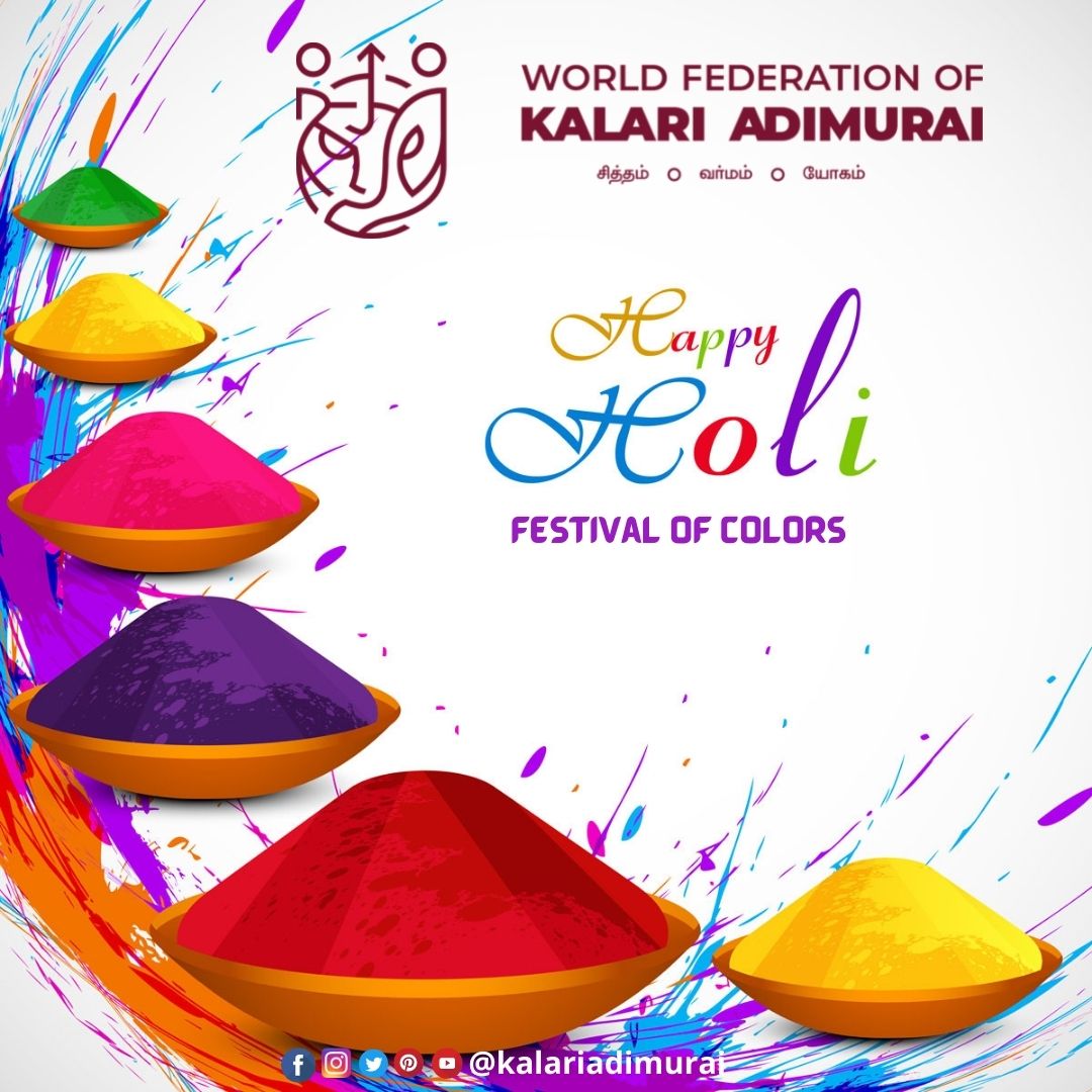KalariAdimurai's tweet photo. May the colorful festival of Holi bring you good luck and prosperity in life. Have a HAPPY HOLI.

#WFKA #kalariadimurai #chennai #coimbatore #tamilnadu #martialarts #silambam #kalari #adimurai #martialartsforgirls https://t.co/nzWYWCOVkF