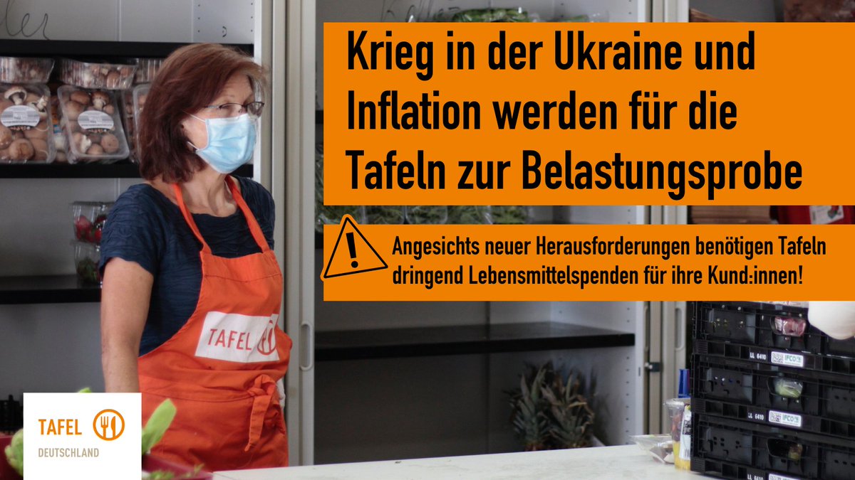 Tafel_DE's tweet photo. Mehr Kund:innen bei den #Tafeln: Neben Geflüchteten aus der Ukraine kommen Menschen, die sich die gestiegenen Energie-, Sprit-, Lebensmittelkosten nicht mehr leisten können. Gleichzeitig erhalten Tafeln teils deutlich weniger Lebensmittelspenden.
👉 PM: https://t.co/Of5c2eaBrP https://t.co/l5WgqnIvy5