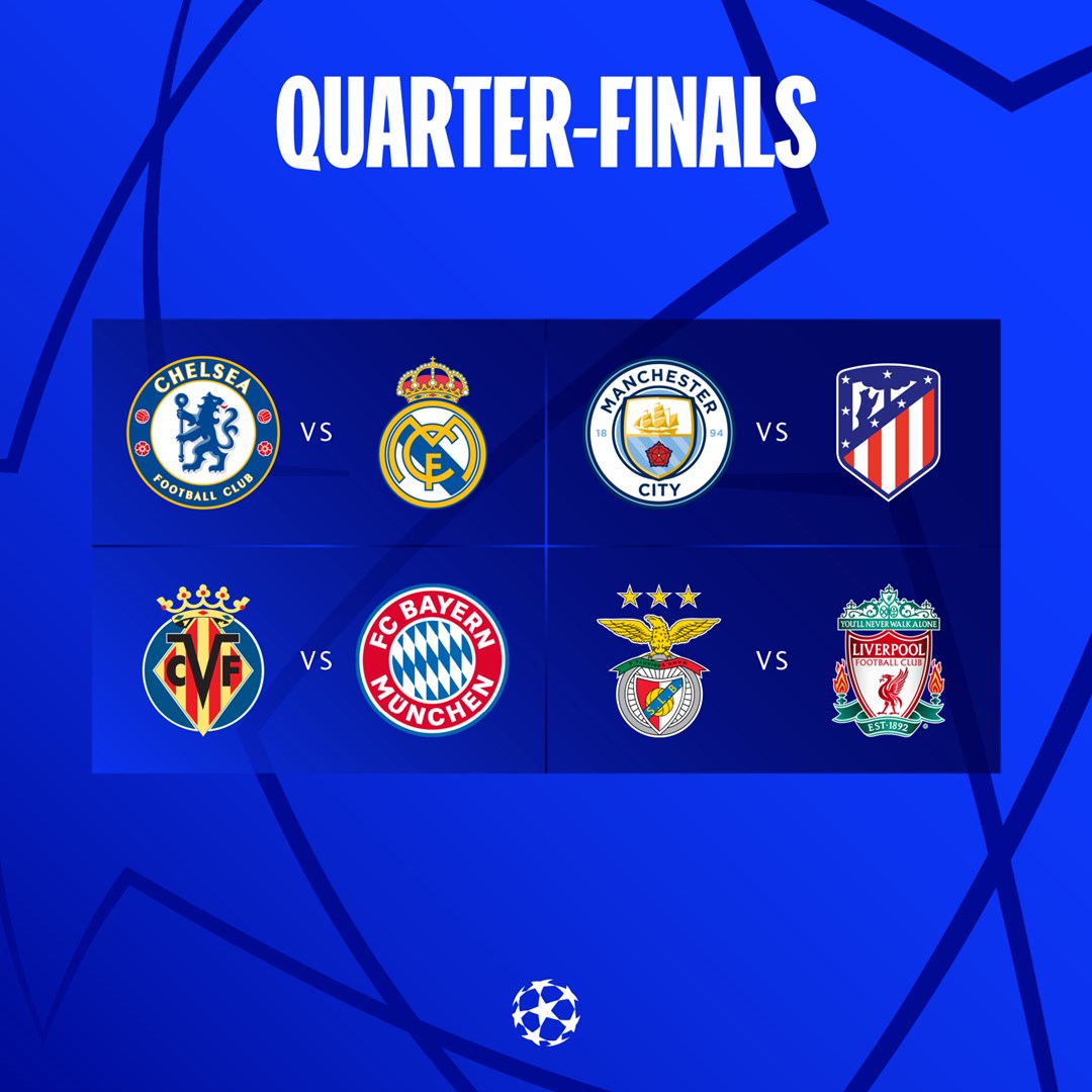 UEFA Champions League on X: The quarter-finals are set! ✔️ What's your  reaction to the draw? #UCLdraw  / X