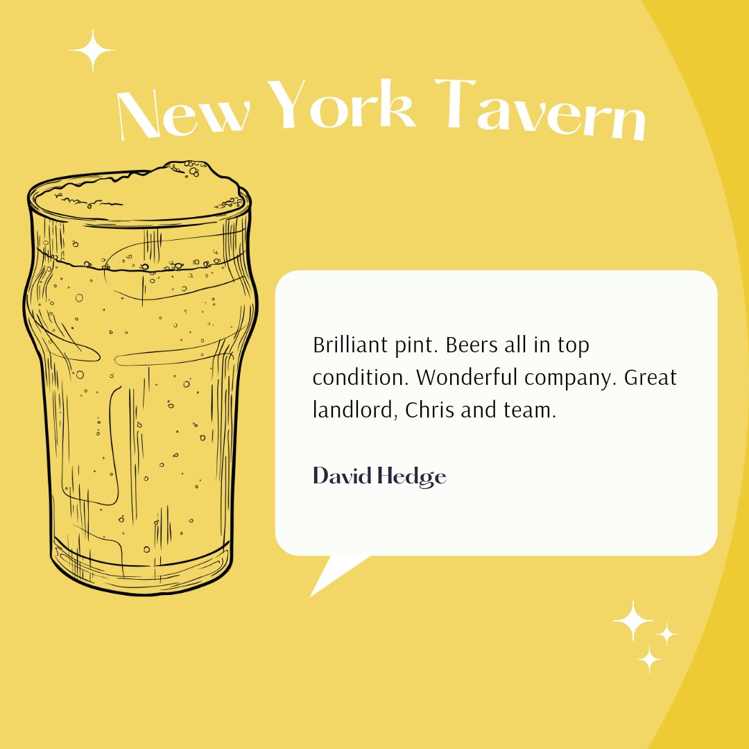 NewYorkTavern's tweet photo. Cheers David 🍻 

We're getting some great Google reviews in! What's your favourite thing about the tavern? 

Mine is being able to ponder life over a delicious pint of New York Pale in front of the fires 🔥 https://t.co/YhIuGBbUqj