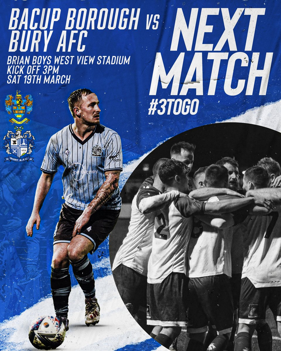 buryfc_women's tweet image. ⚪🔵NEXT UP⚪🔵

We travel across to @BacupBoro for a HUGE game on the road tomorrow.

Get all the info you need right here buryafc.uk/2022/03/match-…

#BuryAFC | #OnOurWay | #3ToGo