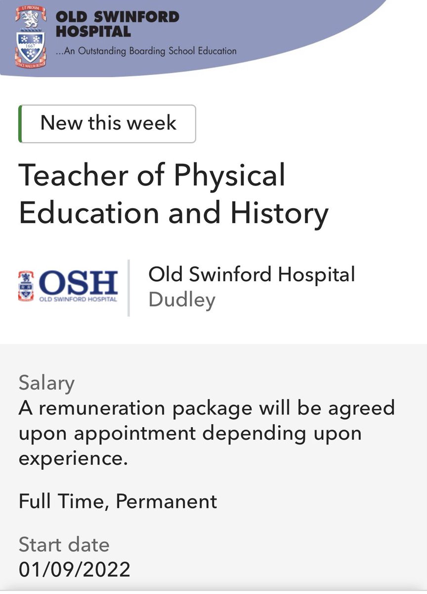 Exciting opportunity has arisen within the PE Department at OSH for a full time teacher of PE. 🏉🏑🏐