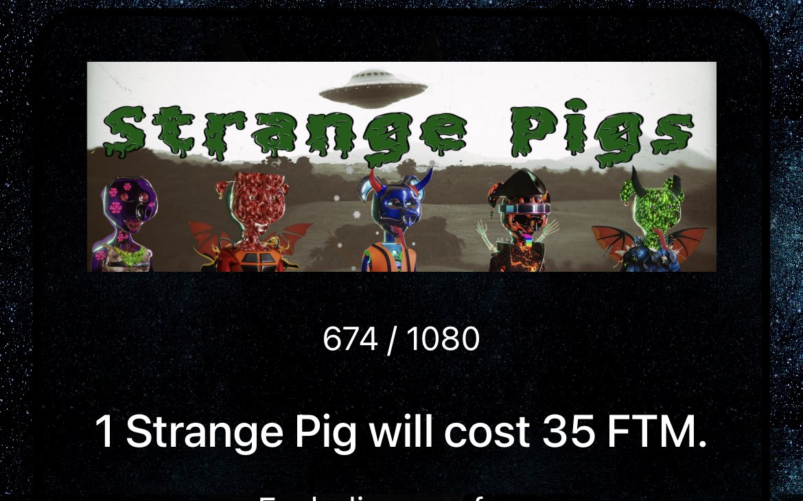 _TrueVoodoo's tweet photo. 406 #StrangePigs to go and several legendary 1/1s are left!
Mint yours today!
https://t.co/5kKIPl5YZ4
@PotluckProtocol
@TinFoilFTM https://t.co/kcpJe085Bu