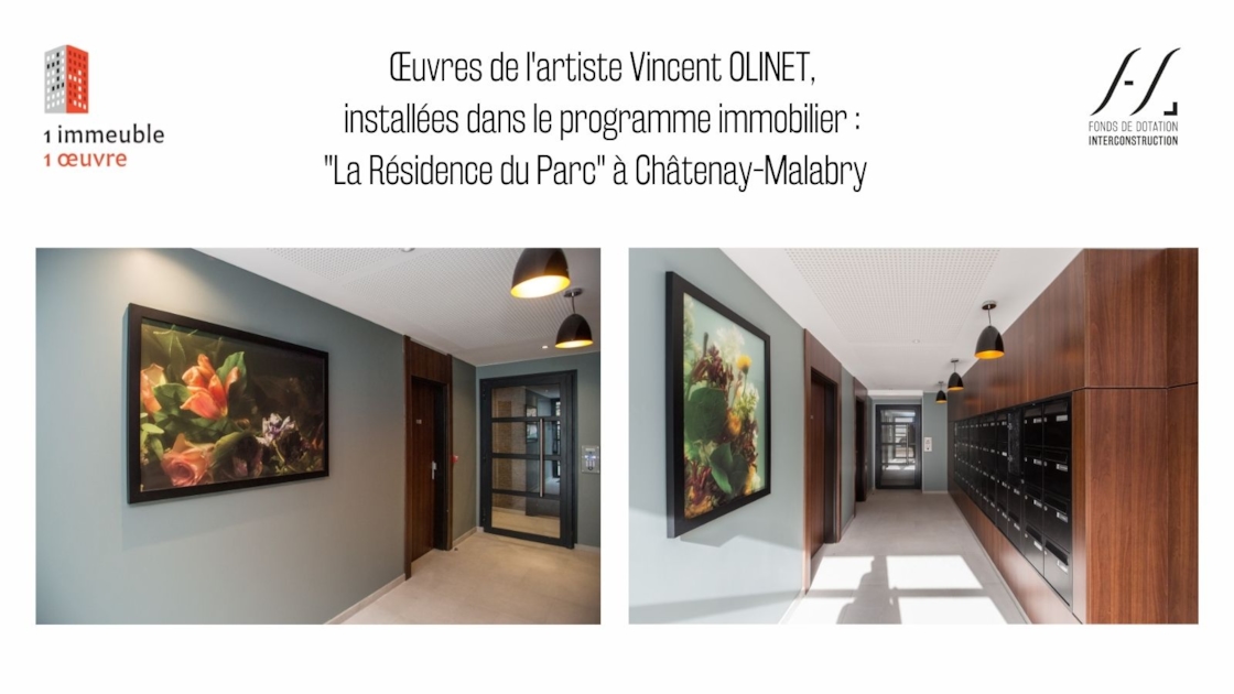 Le Fonds de Dotation Interconstruction vous présente les oeuvres de l'artiste Vincent OLINET, installées à Châtenay-Malabry dans le programme  immobilier du groupe @INTERCONSTRUCTION  : "La Résidence du Parc".