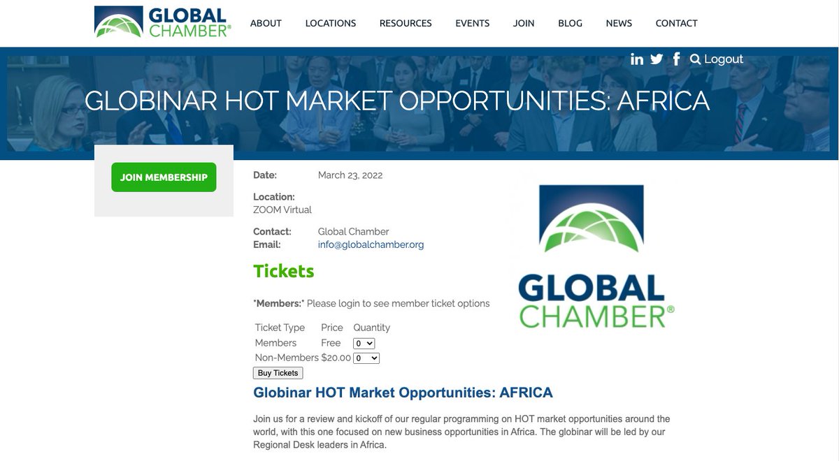 Business opportunities in Africa. The globinar will be led by our Regional Desk leaders in Africa. They'll share information on opportunities to be aware of and connect to. Tune in to discuss ideas for your business, or maybe a new business! Participate... Zoom in from Anywhere!