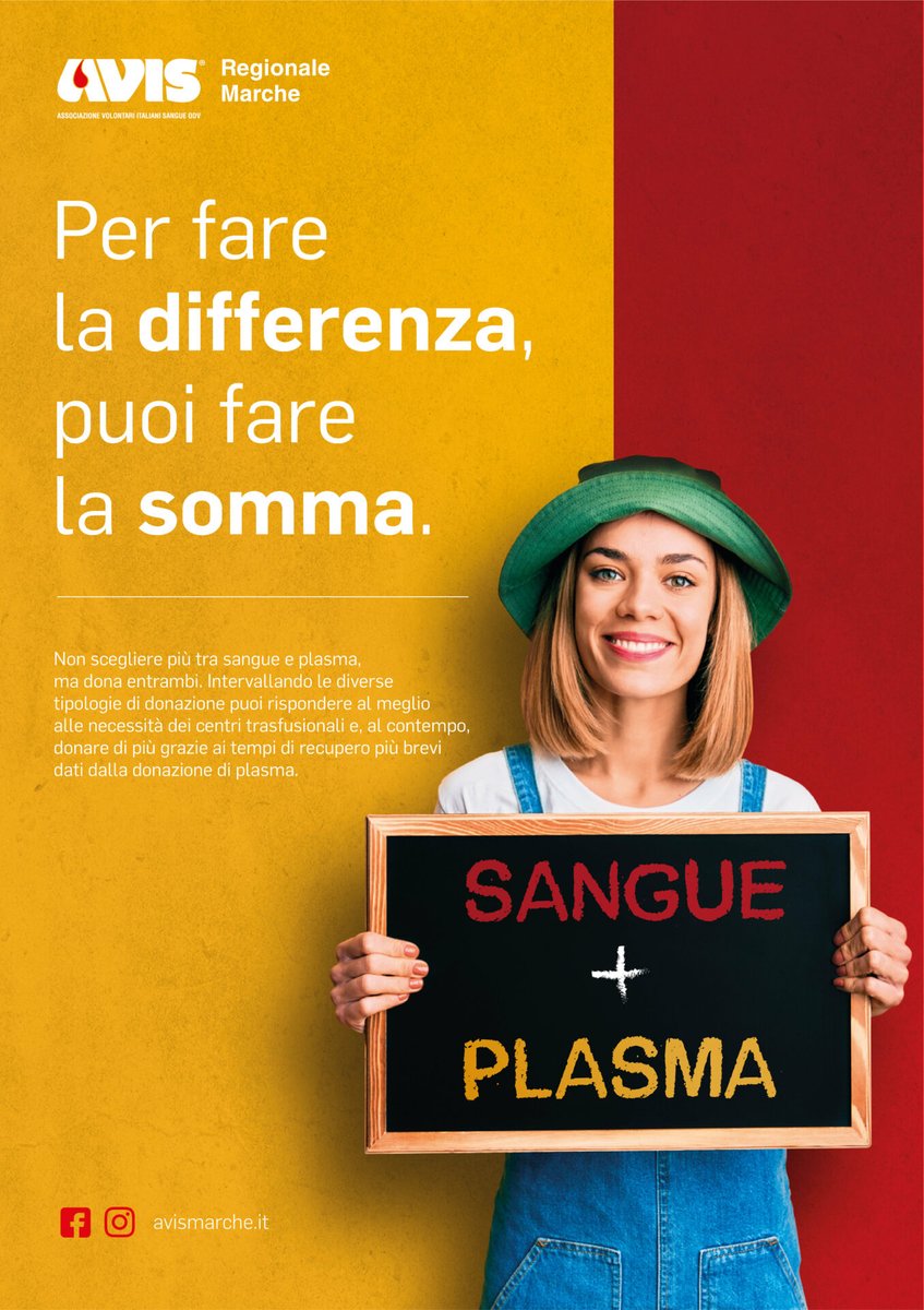 Donare solo plasma? Solo sangue? 
NO. 
La somma fa la differenza!
Parte la campagna di <a href="/Avis/">Avis Car Rental</a> Regionale Marche
buonsangue.net/dono/plasma-e-…