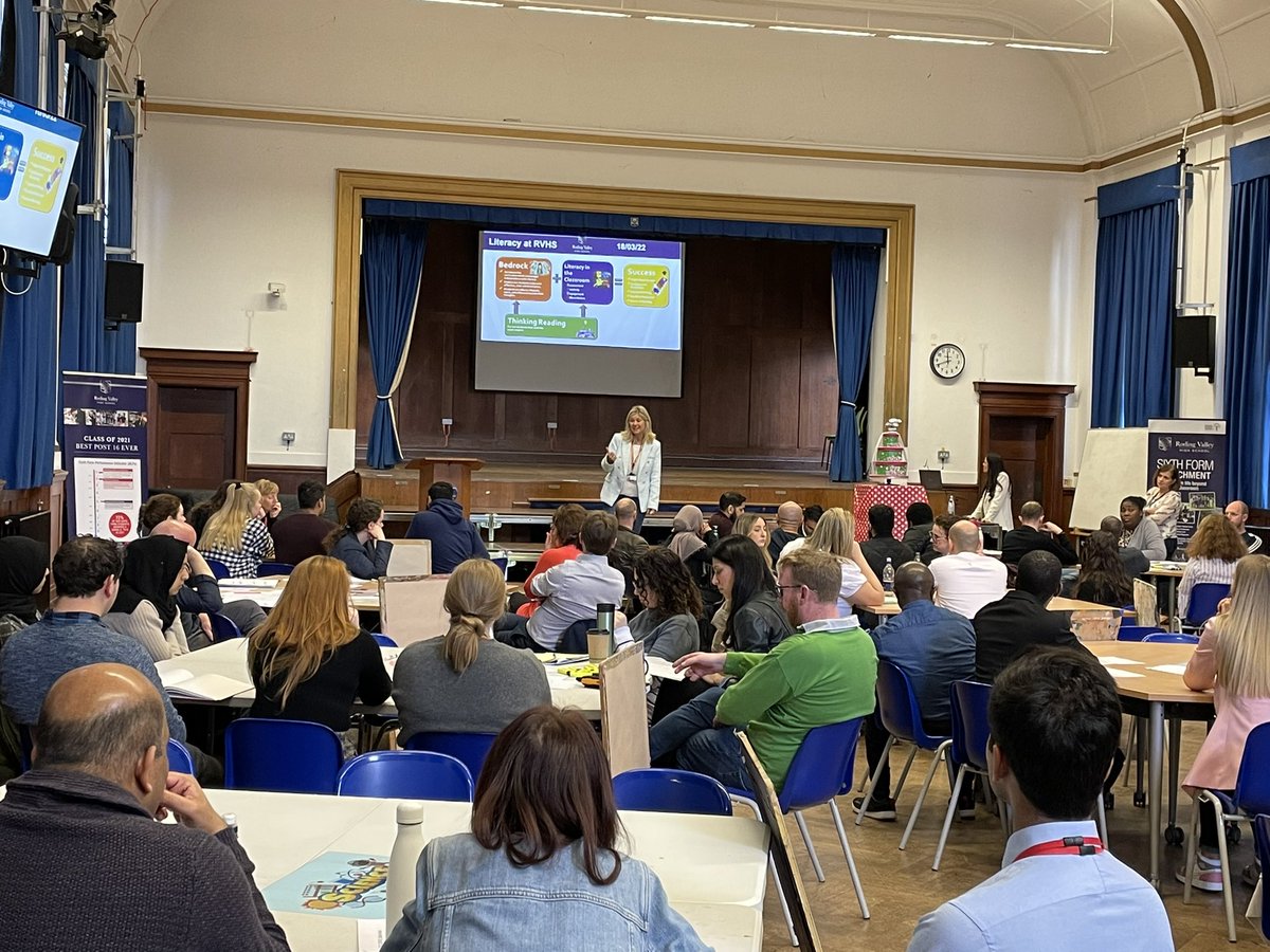 RodingValleyHS's tweet photo. Mrs Jenner @SharonJenner Headteacher, is so pleased to be kicking off the second session of the day for our staff on #Literacy interventions… #Bedrock #ThinkingReading #ACED #AcceleratedReader #Lexia https://t.co/oteUPjrlZg