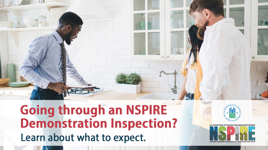 HUDREAC's tweet photo. Wondering what to expect when the time comes for your #NSPIRE Demonstration inspection? Check out the news from @HUDgov to learn what will happen, what you'll need to do, and how inspectors are observing COVID inspection guidance. Read more &amp; #getNSPIREd: https://t.co/BCX595A0XO https://t.co/ngpsLEOXtn