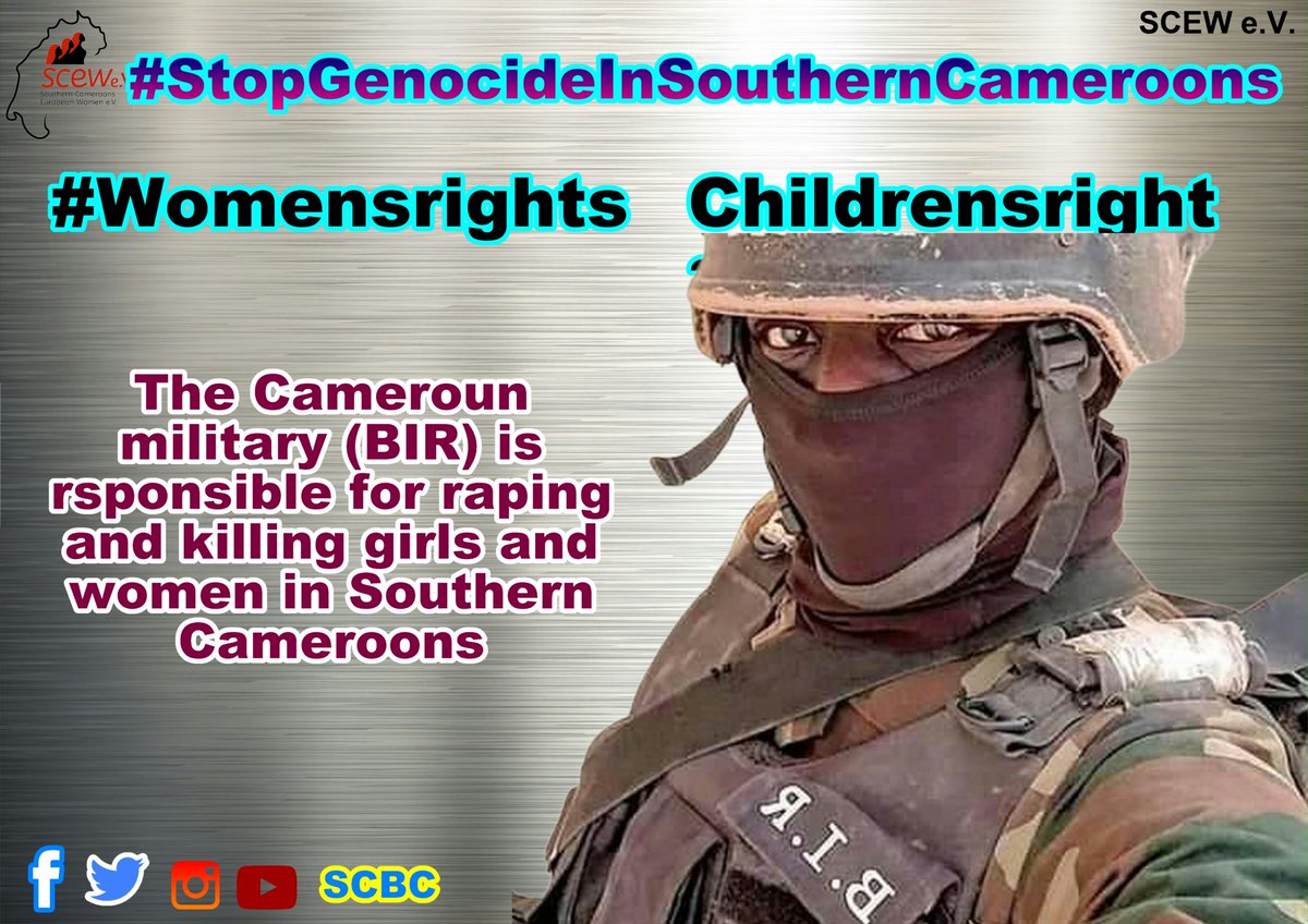 ScewTaks's tweet image. The deliberate act of blaming innocent victims after killing them, is what the Cameroun military uses to justify the killings of civilians in the English-Speaking regions of Cameroon.
SCEW e.V. is urging the UNO to intervene and #StopGenocid
#Humanrights 
@Pontifex @African_Union