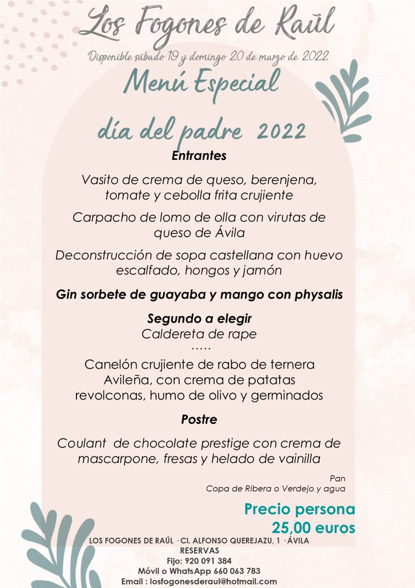 losfogonesdeR's tweet photo. Menú especial del día del padre en Los Fogones  
Aún quedan mesas disponibles para las cenas del viernes y sábado.
⭐️/Completos para las comidas del sábado y domingo/
Gracias por confiar en nosotros https://t.co/0bwpOzvr16