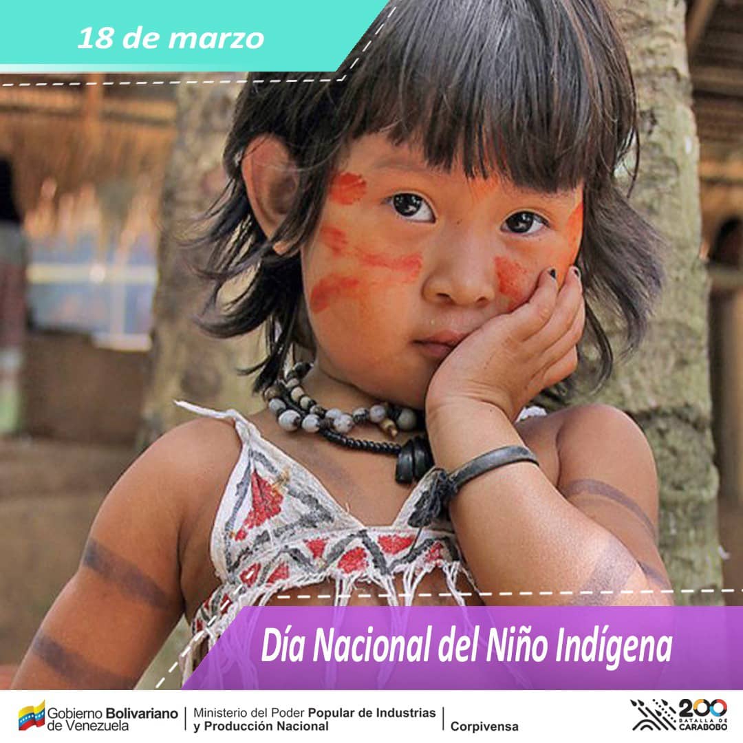 Hoy #18Mar, se conmemora el 'Día Nacional del Niño Indígena' en honor a su protagonismo histórico, cultural, social, quienes son el presente y futuro de esos que plantaron la primera huella en estas tierras y defendieron con valentía nuestro país @MichelleDVzla #YoCreoEnVenezuela