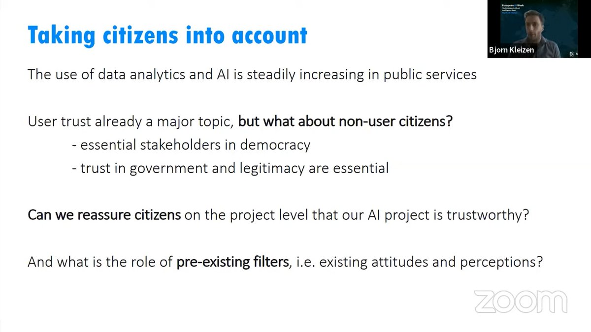 AIonDemand's tweet photo. #EuropeanAIWeek shared insights on taking citizens perceptions in2 account; & convincing citizens #AI apps are fair & trustworthy. What is role of pre-existing attitudes & perceptions?
Results showed importance of building general trust in gov. projects & prevent trust breaches. https://t.co/FKcLy2Igrp