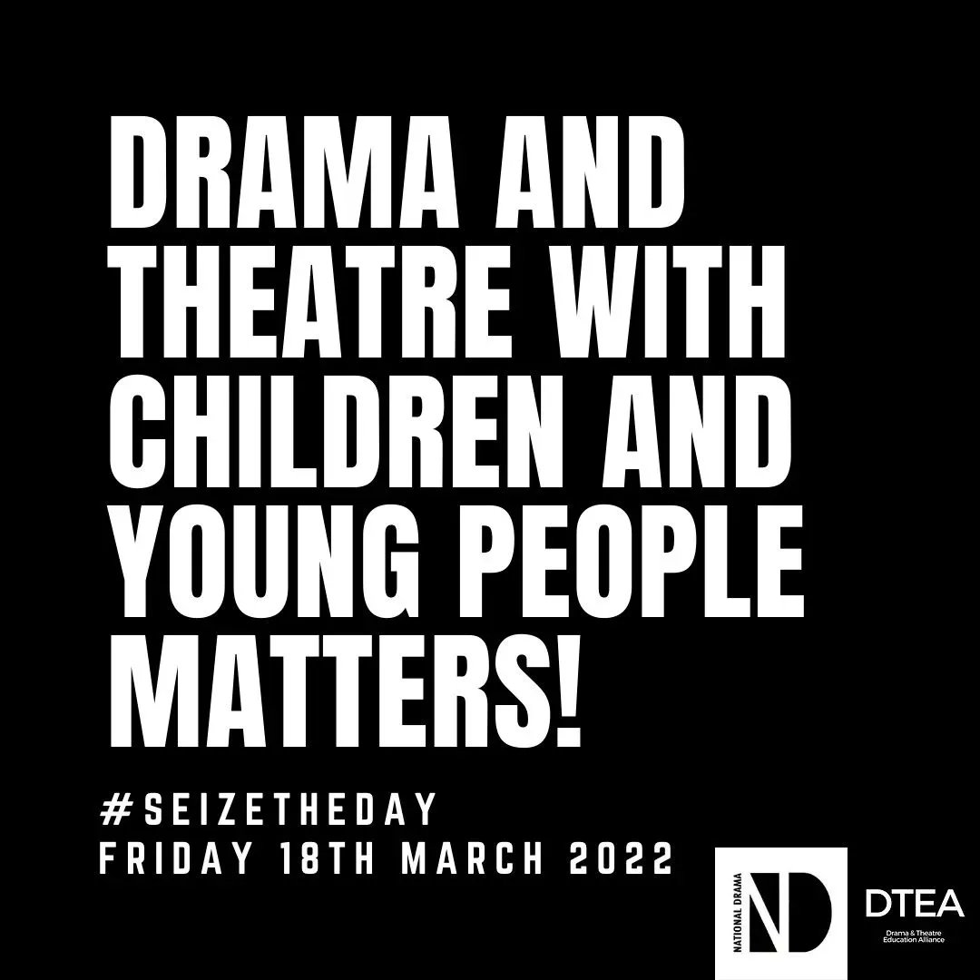 We join <a href="/National_Drama/">National Drama</a> in shining  a  spotlight  on  the importance  of  children  and  young  people’s  participation  in  Drama  and  Theatre. These valuable experiences should not be lost #NDSeizeTheDay
