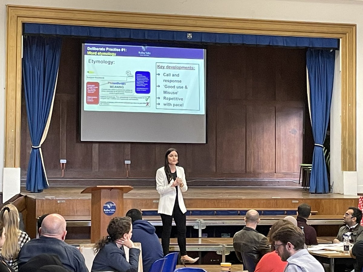 RodingValleyHS's tweet photo. #DeliberatePractise #1 is “word etymology.” Miss Larkin @RVHSTL revisiting this with our amazing teaching staff… #CallandResponse #GoodUse & #Misuse https://t.co/qjaOyaZUgF