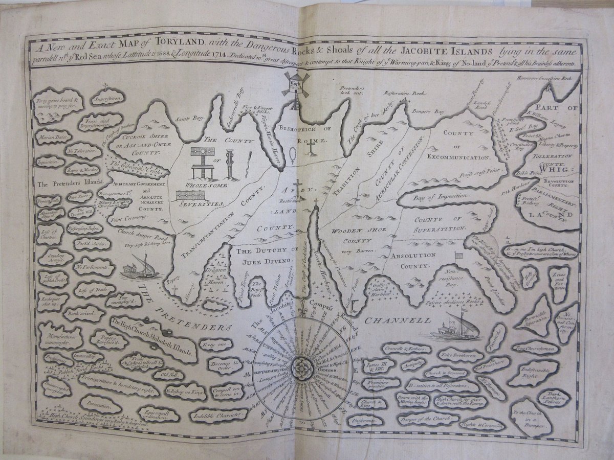 MilleaNick's tweet photo. Time for another @bodleianlibs Maps blog, with #StuartAckland taking us to "Toryland", an 18th-century cartographic allegory warning of the dangers of a Catholic monarchy. "The Bay of Fools" anyone? Go to: https://t.co/SjDnSnFjgM 
@bcsmaps @ISHMAP1 @BALHNews @_BRICMICS https://t.co/d5cMqCH3x3