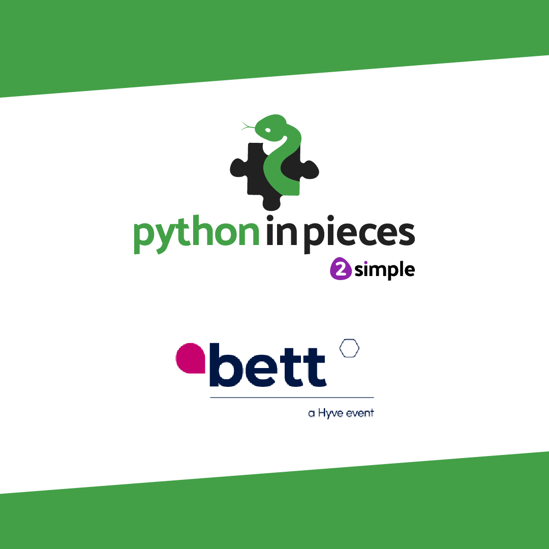 2SimpleSoftware's tweet photo. 📅 5️⃣ Day 5 of our Bett blog series signals the end of the school week and the arrival of Python in Pieces, transitioning students from block code to #Python 🐍 Discover what you can do with #PythonInPieces here 👉👉 https://t.co/MBkGQW2HwU 
#bettblogseries #bett2022 https://t.co/E7r2I2Cuob