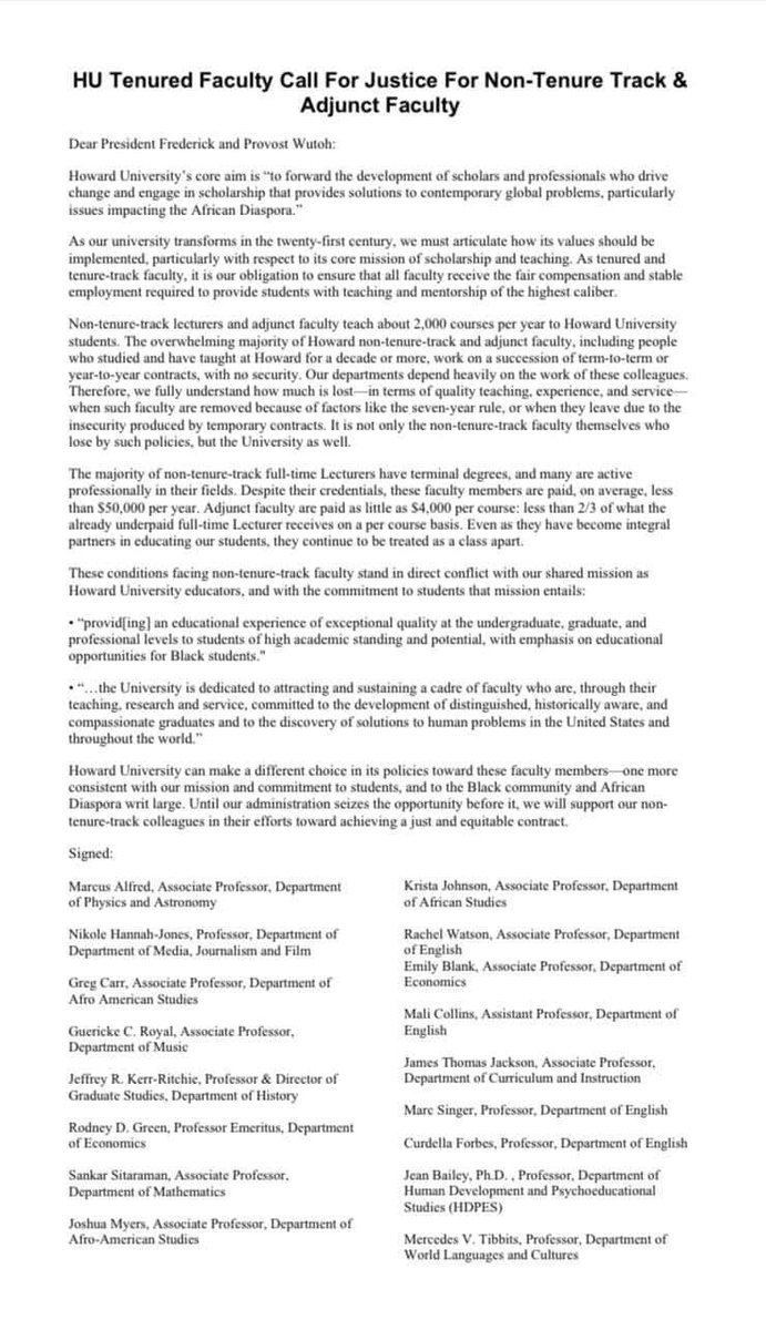 HowardProf1's tweet photo. Yesterday, I asked... Today, a friend answered, "Yes, yes we have heard from Nikole." I was wrong. And I apologize. Thanks for the public support, Professor.  We hope the Administration will listen to a voice as prominent as yours. #HowardStrike #howHard https://t.co/OjF86SisP6