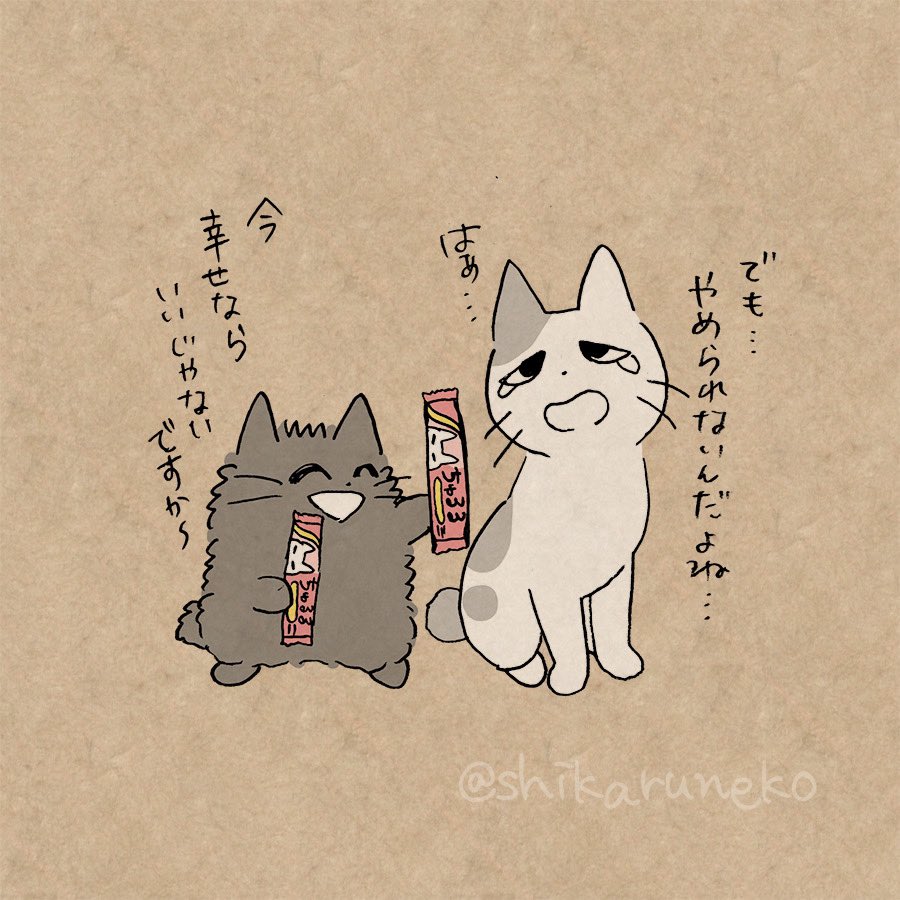 夜中のお菓子がやめられない人と、うれうねこと、あまやかすねこと、しかるねこ 