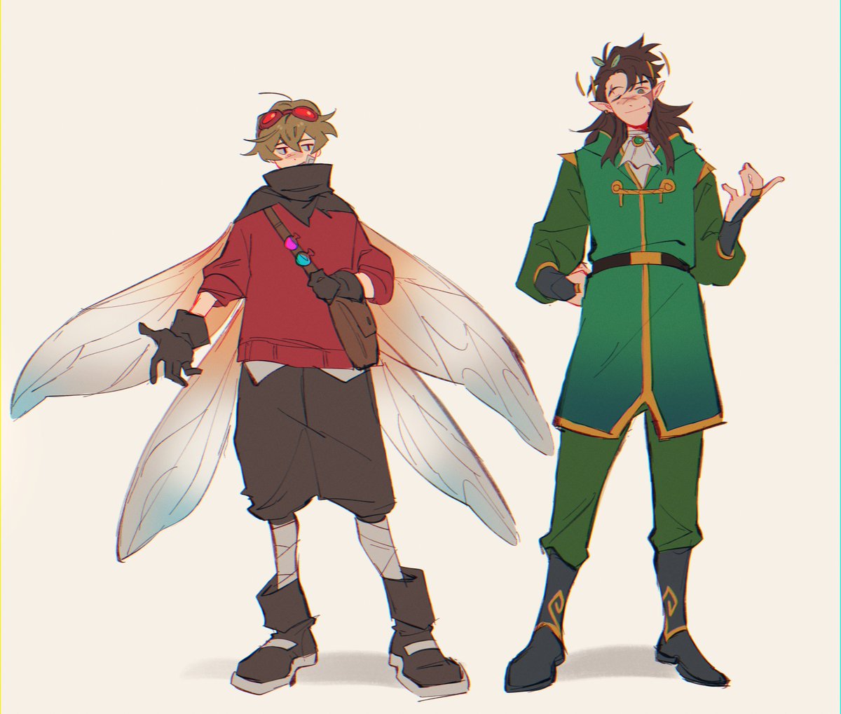 multiple boys gloves 2boys goggles wings goggles on head male focus  illustration images
