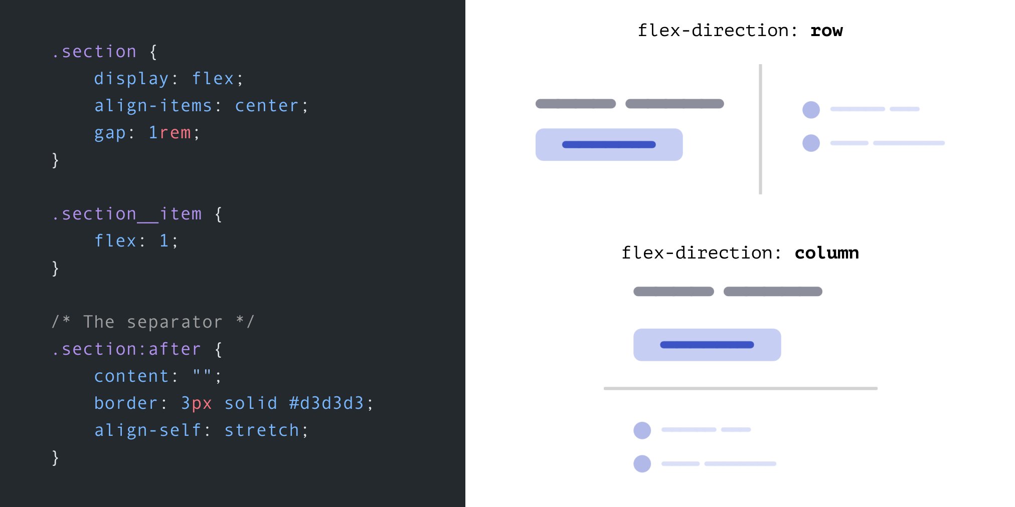 Ahmad Shadeed on Twitter: "CSS Tip 💡 Use a dynamic line separator that changes from horizontal to vertical depending on flex-direction. No need for width or height. Just a stretched CSS border! Ahmad Shadeed on Twitter: "CSS Tip 💡 Use a dynamic line separator that changes from horizontal to vertical depending on flex-direction. No need for width or height. Just a stretched CSS border!
