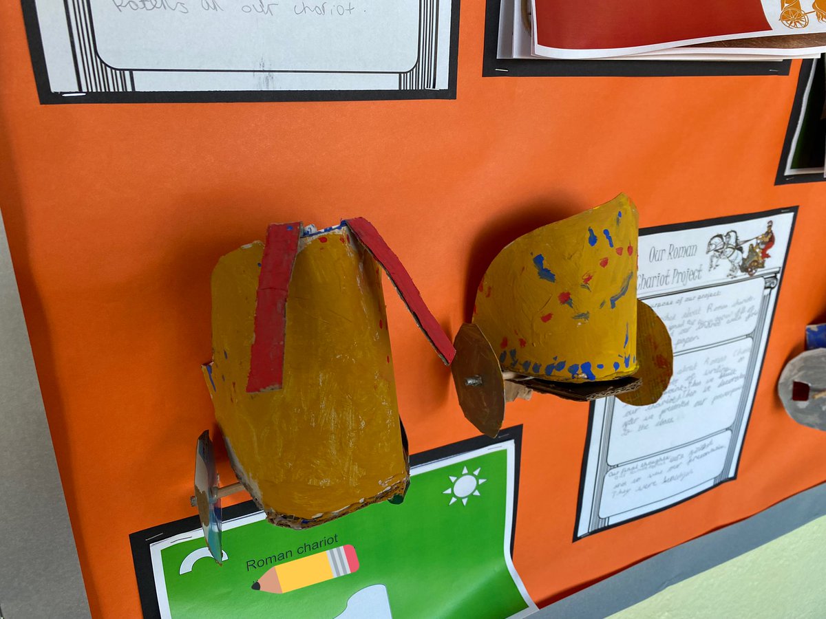 MJarmanTeach's tweet photo. Years 3’s brilliant Roman Chariots which they made during our Art and DT week! They also made Presentations to showcase their projects from start to finish, well done Year 3, they are amazing! https://t.co/jFEwYZv58T