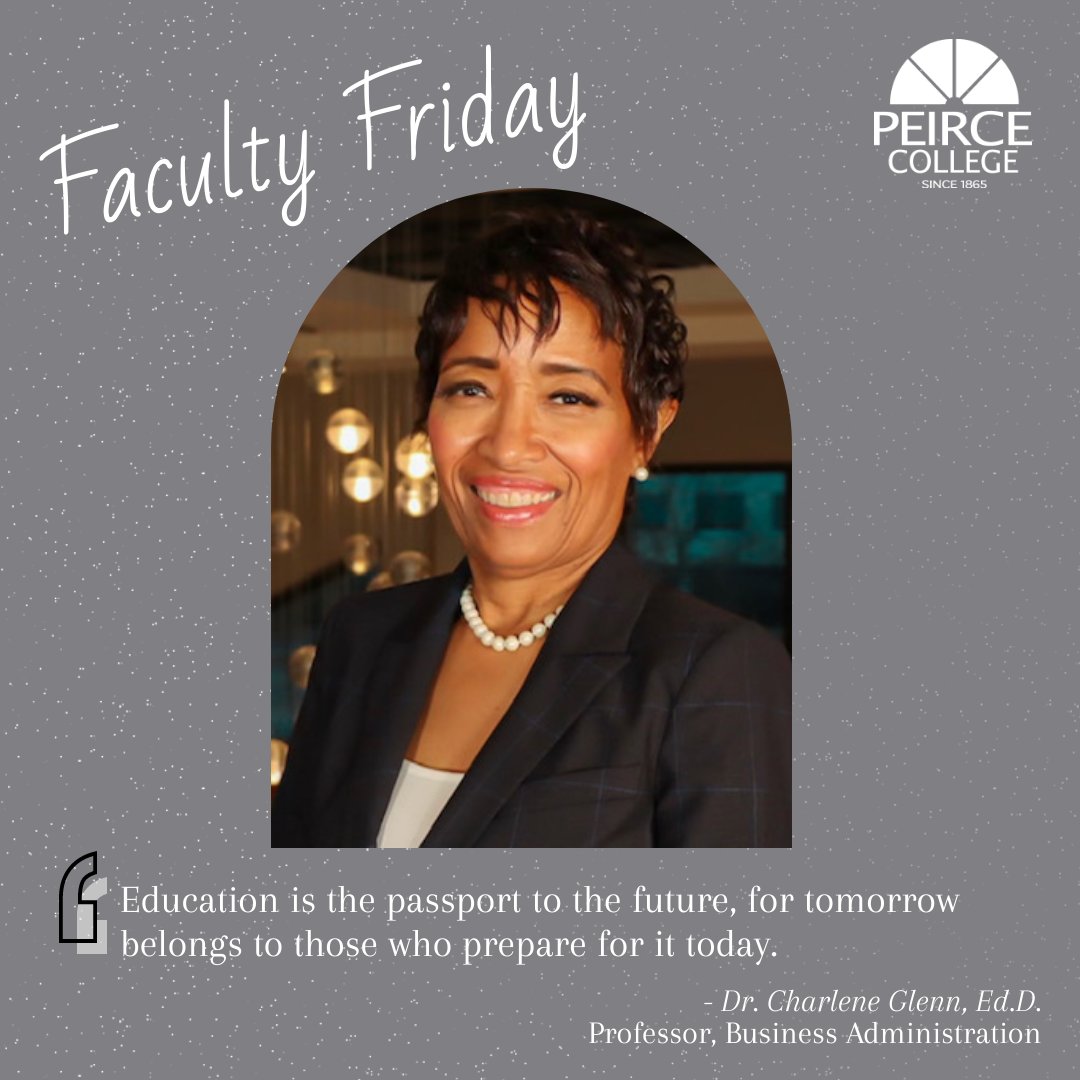 PeirceCollege's tweet photo. This week’s #FacultyFriday is Dr. Charlene Glenn. Dr. Glenn has been at Peirce for over 22 years. Charlene strives to meet student needs through real life experiential instruction within the Business division. #business #Friday #adultlearner #highereducation #poweredbypeirce https://t.co/0BftEtmp9l