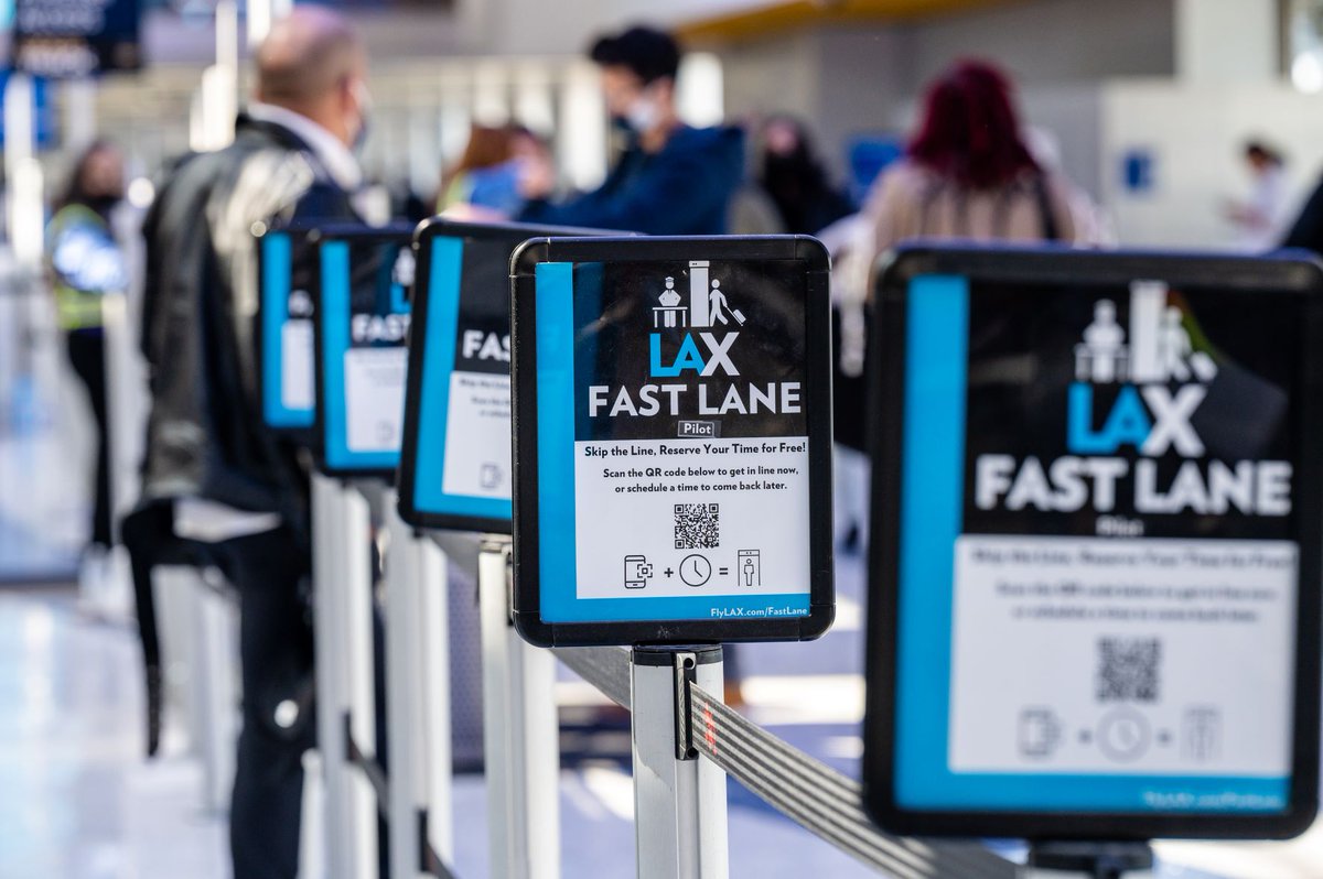 Great news for guests departing from Terminals 7 or 8! The #LAXFastLane now opens earlier, at 5 a.m. every day. To book a no-cost, 15-minute window (5 a.m.-1 p.m.) in a dedicated TSA lane when flying with @united -- or to get more info -- visit flylax.com/fastlane