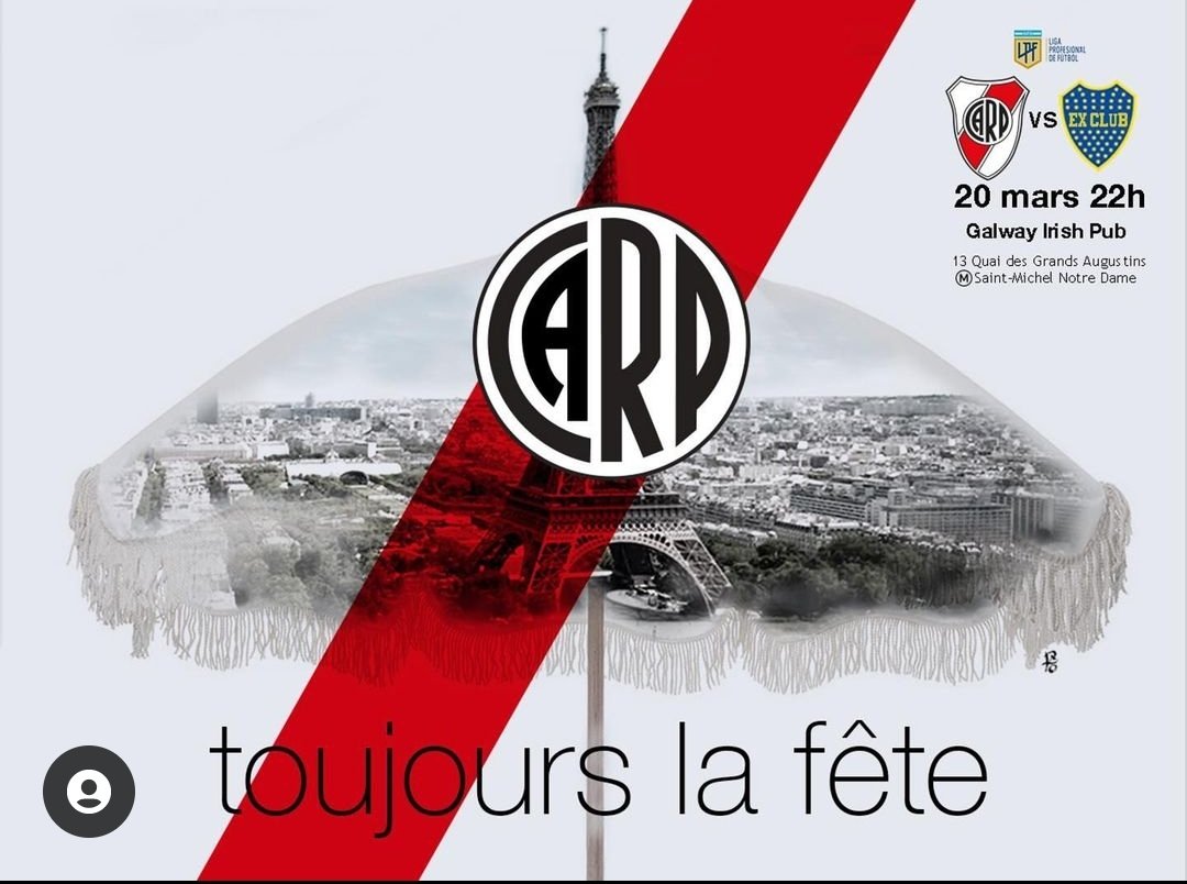 RiverPlateParis's tweet photo. Confirmado para el Superclásico de este domingo 20/03 !

River París https://t.co/oxneIR5g6k