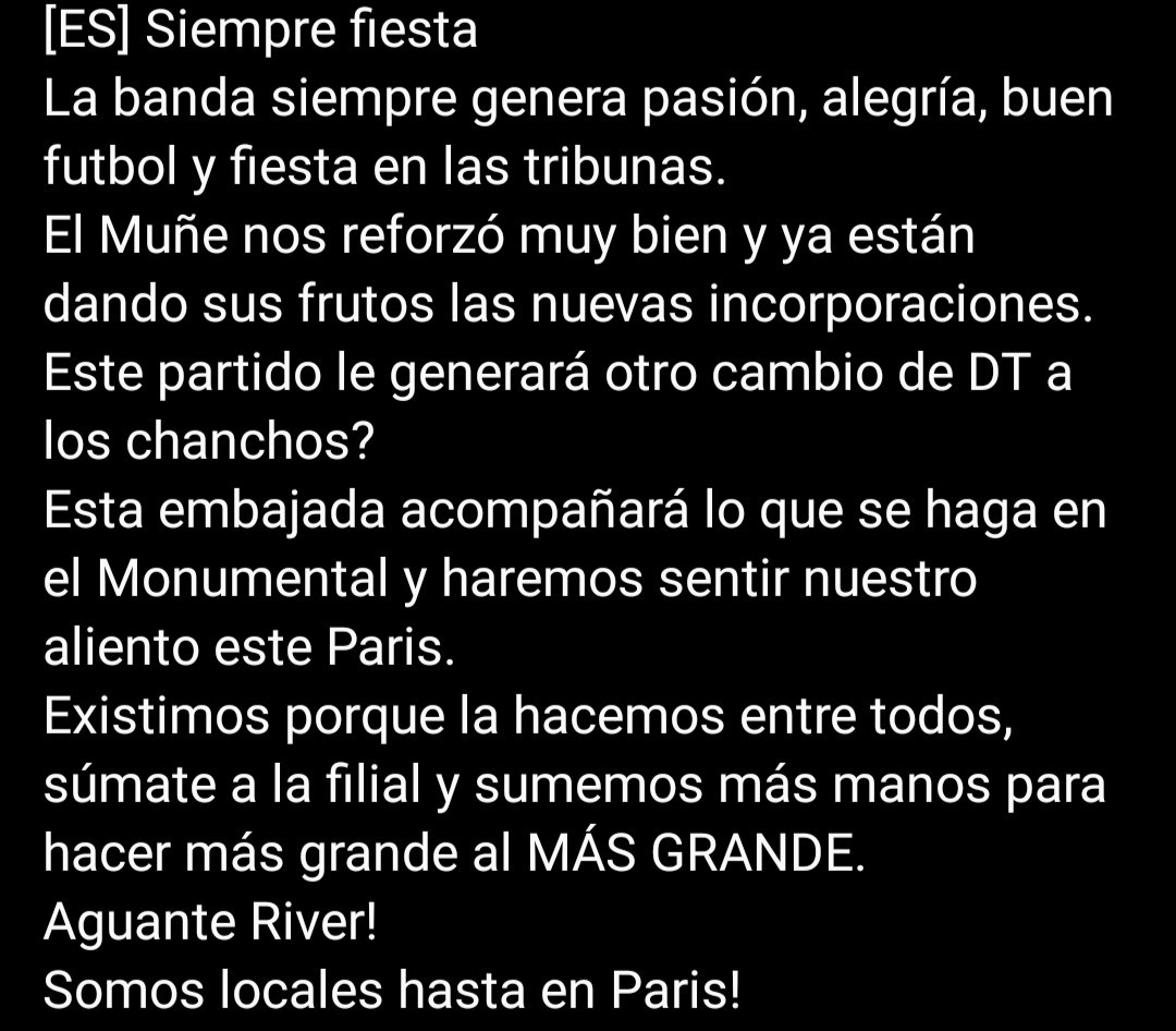 RiverPlateParis's tweet photo. Confirmado para el Superclásico de este domingo 20/03 !

River París https://t.co/oxneIR5g6k