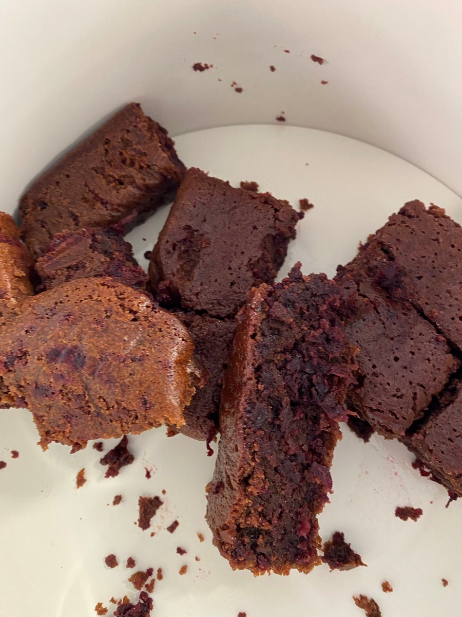 Beetroot brownies brought in by one of the Dietitians Al. 2 whole beetroots went into these - a great way to get more fruit in snacks! #FruityFriday #NHWeek2022