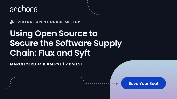 anchore's tweet photo. Next week is our #opensource meetup with @PinkyyRavi and @danluhring. Join us and talk about securing the #softwaresupplychain with @fluxcd and @SyftProject. Save your seat here: https://t.co/tMXdt9rJeU https://t.co/EFPkKio5U0