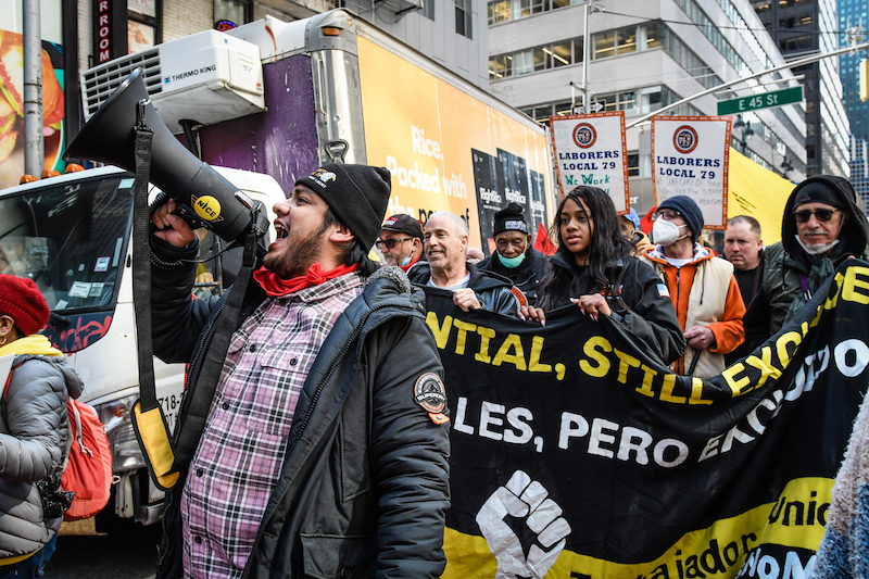 LaborPressNY's tweet photo. 'Despite NY having more money than it's had in years, despite there being a surplus in this budget, we are being cut out once again. There is more than enough money to cover the needs of every excluded worker.' @ALIGNny #FundExcludedWorkers @NICE4Workers  https://t.co/8cuCA4VCE2 https://t.co/MUIVDyB3dk