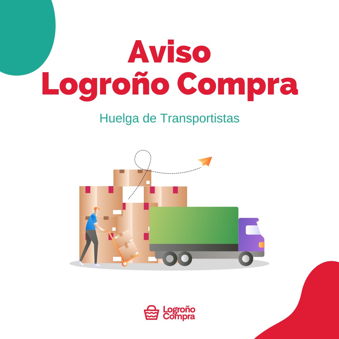 LogronoCompra's tweet photo. 𝗔𝘃𝗶𝘀𝗼 𝗱𝗲 𝗟𝗼𝗴𝗿𝗼𝗻̃𝗼 𝗖𝗼𝗺𝗽𝗿𝗮

➡️ Debido a la Huelga de Transportistas que estamos viviendo en nuestro país, les informamos que los plazos de envío puede que se retrasen algo más de lo habitual (De 24 a 72 horas).

Sentimos las molestias ocasionadas. https://t.co/K88X51p2cN