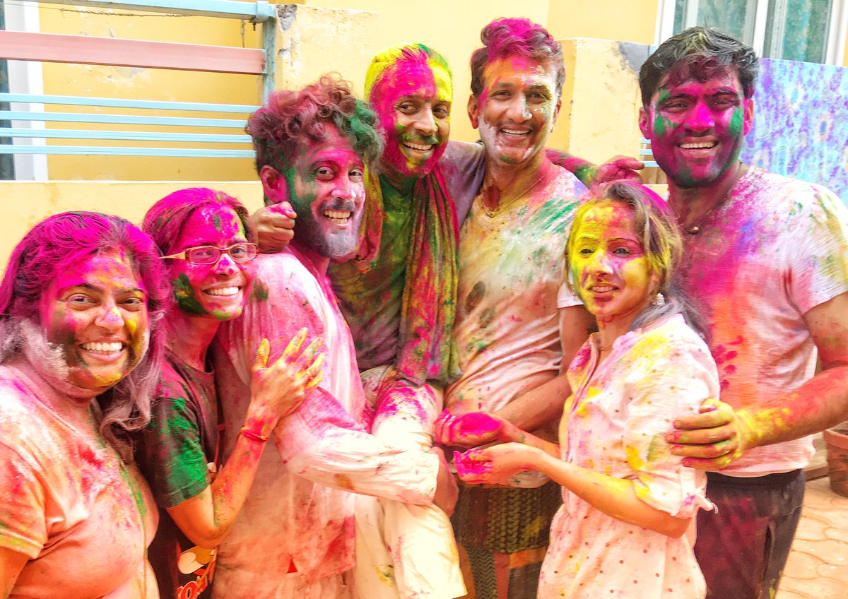 Breathedreamgo's tweet photo. Happy Holi! 

The @India4Beginners custom Holi tour arrived in Rishikesh just in time for Holi! We had an amazing time at Anand Prakash Yoga Ashram - Rishikesh playing Holi in a safe place! 

#holi #indiaforbeginners #indiatravel #indiatourism https://t.co/opXvmMshPx