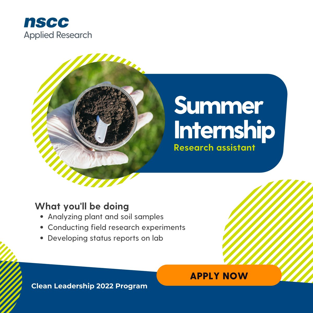 We've partnered with <a href="/CleanFoundation/">Clean Foundation</a> to hire a student to work with our Environmental and Agriculture Technology Lab. 

If you have knowledge of traditional Mi’kmaq approaches to resource management and like to conduct fieldwork, apply now bit.ly/3hwF2qO