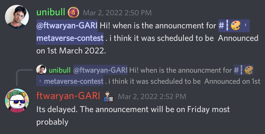 _Cryptomaniaa's tweet photo. Hey @Siddhant_08 @_VineetaPathak 
When we will have the announcement for $GARI Fan-art contest finally?
https://t.co/X327yJzhvb https://t.co/ffq4YIIEX3