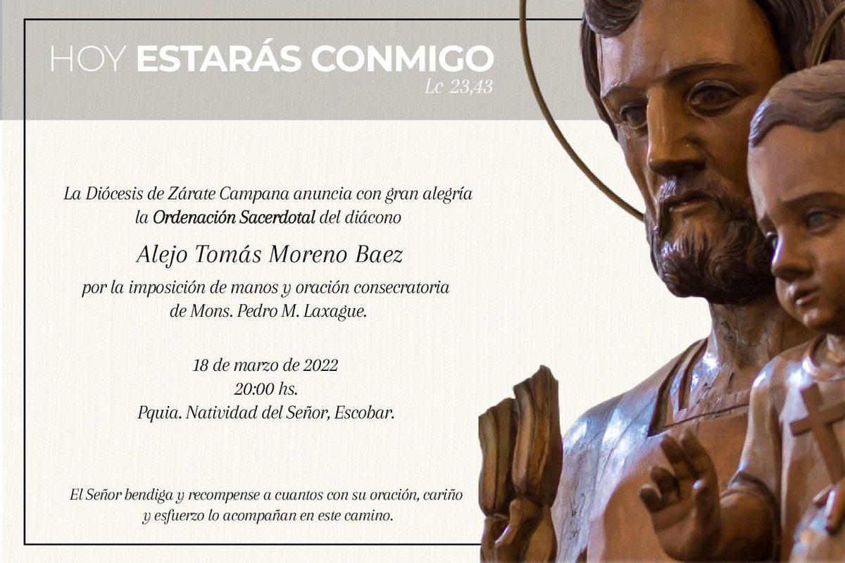 ColegioSTA's tweet photo. El Diácono Alejo Moreno Báez este viernes 18 de marzo se ordena sacerdote en nuestra Diócesis a las 20 hs en la Parroquia Natividad del Señor en Belén de Escobar. 
Él fue profesor en nuestra institución en el ciclo lectivo 2020. https://t.co/6BoP8QS2RM