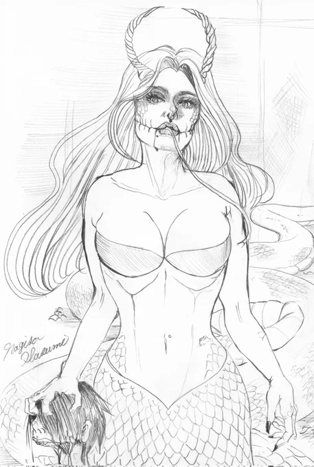 #イラスト #illustration #drawing #Leviathan

息抜き絵。。

『嫉妬～レヴィアタン～』
さぞ妬ましかったであろう。私はお前の味方だ。私だけを愛し崇めるがよい。 