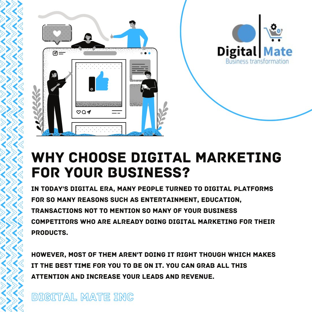 DigitalMateInc1's tweet photo. Why choose Digital Marketing for your business?
#DigitalMarketing #EmailMarketing #socialmediamarketing #contentmarketing https://t.co/emo6gHA64y