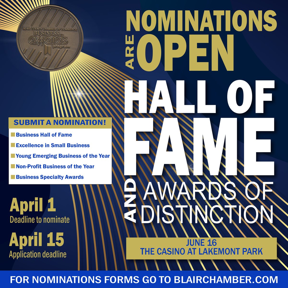 Hall of Fame and Awards of Distinction nomination forms are available on our website! Submit a nomination by clicking here: bit.ly/3Jkv5ZR.