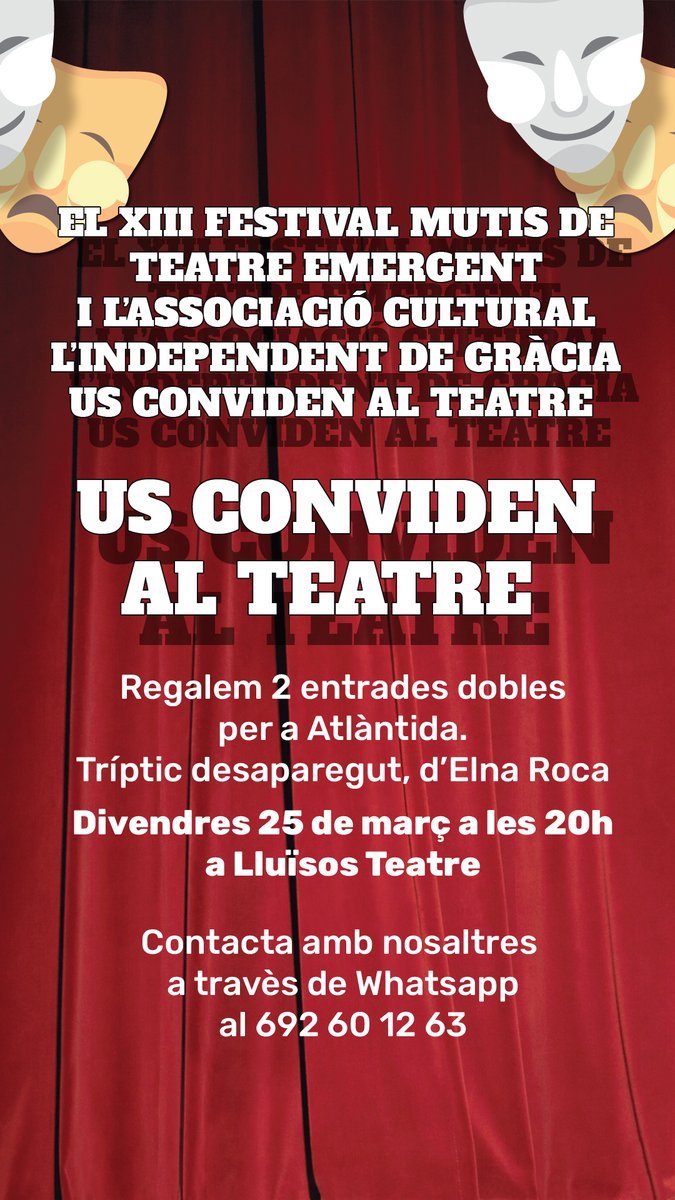 Vols assistir al <a href="/festivalMUTIS/">Festival Mutis</a>? Regalem 2 entrades dobles! Aquí les instruccions de contacte👇👇